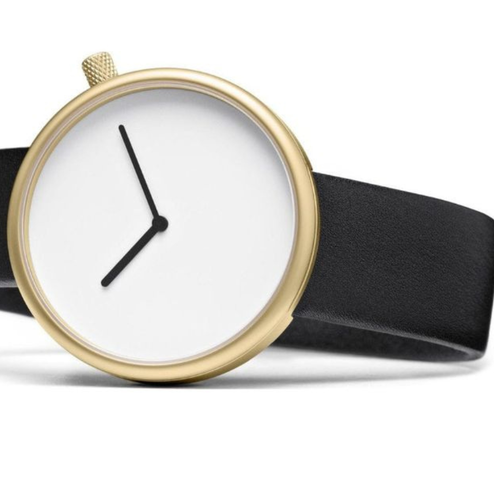 bulbul Ore 07 Watch| Matte Golden Steel on Black italian Leather