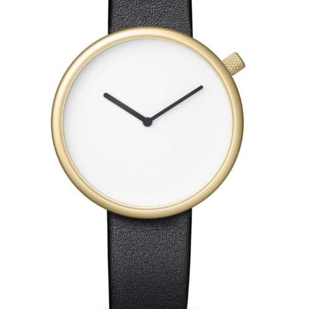 bulbul Ore 07 Watch| Matte Golden Steel on Black italian Leather