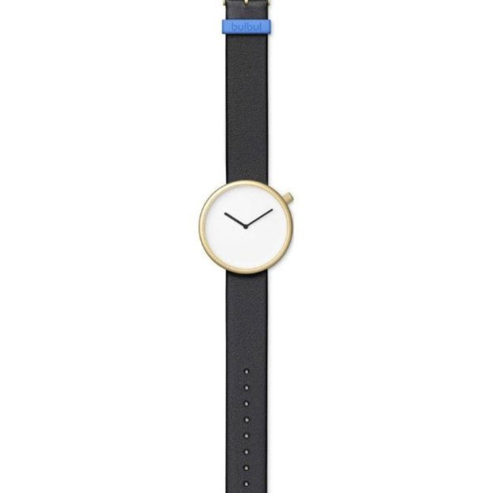 bulbul Ore 07 Watch| Matte Golden Steel on Black italian Leather