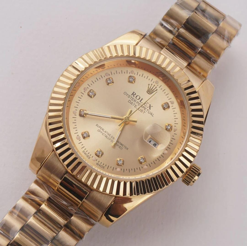 Mens Chain Golden Rolex Wrist Watch Golden R