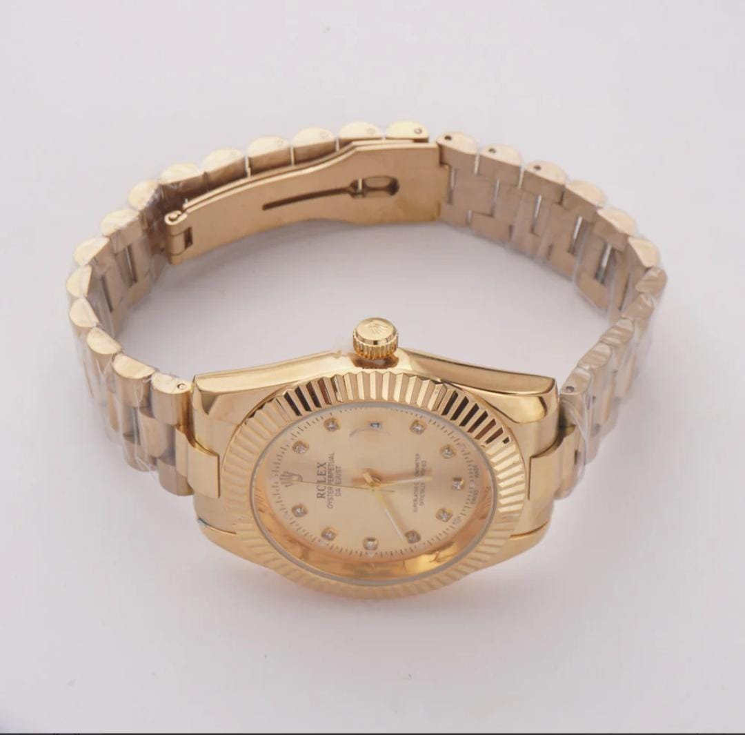 Mens Chain Golden Rolex Wrist Watch Golden R